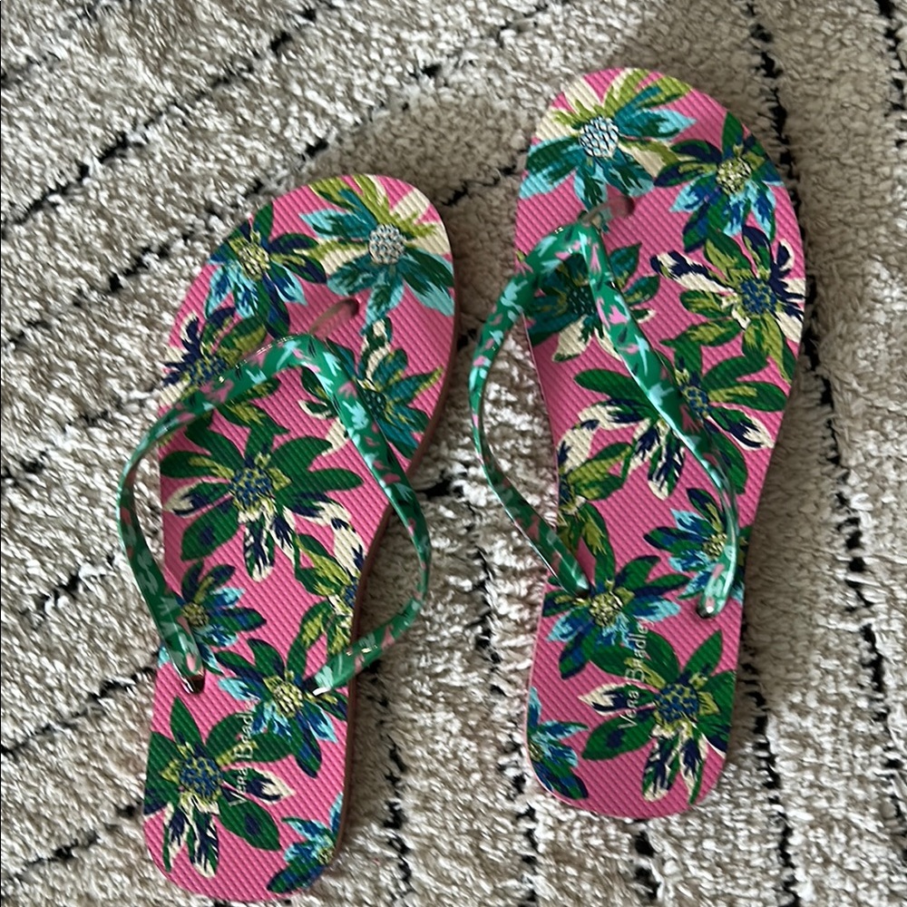 Vera Bradley Pink and Green Floral Sandals